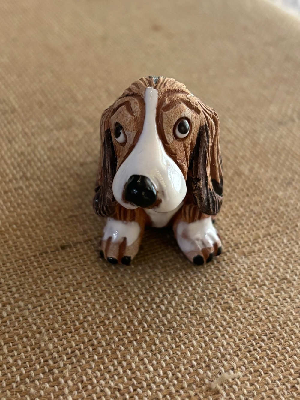 VINTAGE LEPS of PERU handmade clay Basset Hound dog miniature
